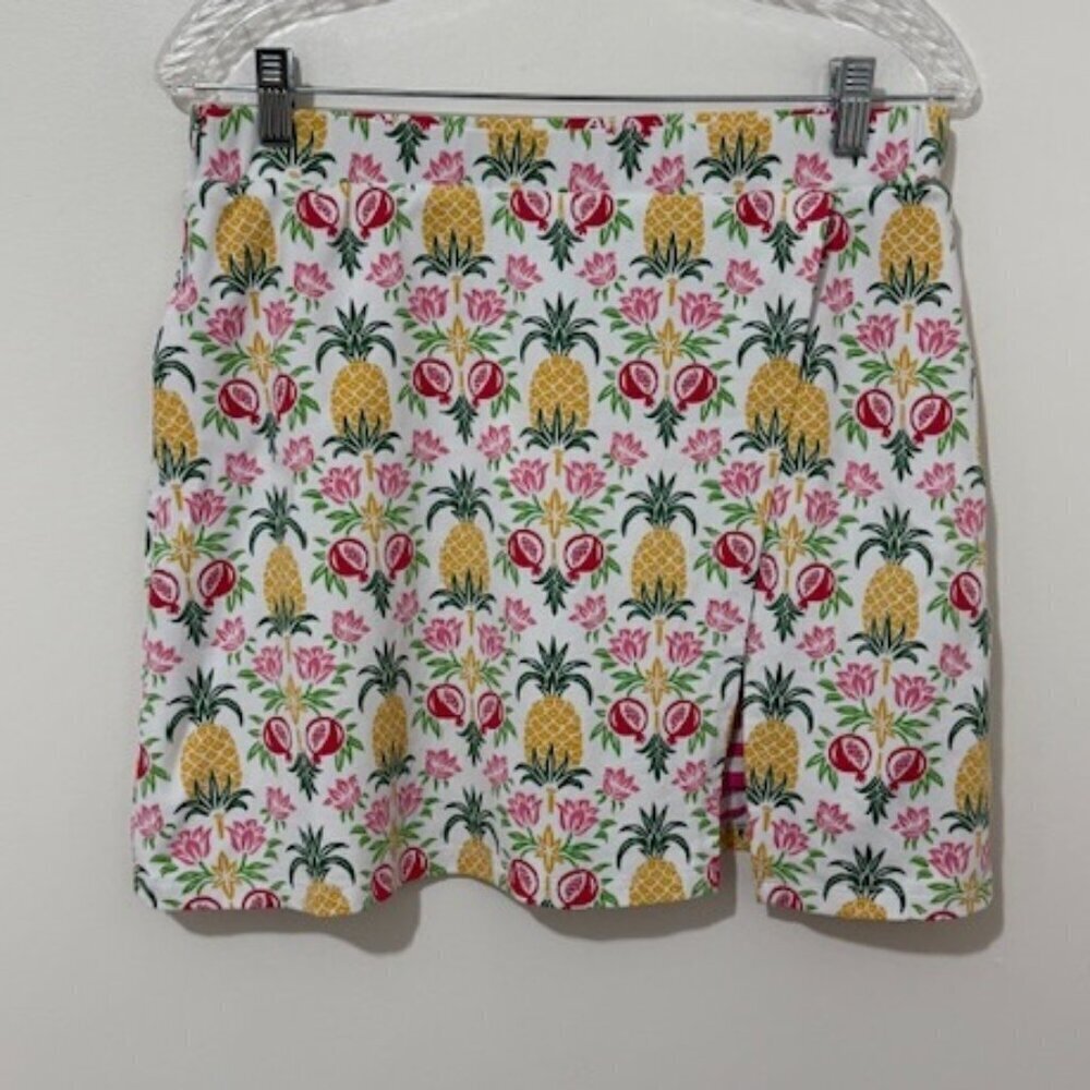 J. McLaughlin Wavesong Skort Pineapple Striped Catalina Split Hem Size M - Picture 2 of 6